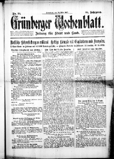Gr&uuml;nberger Wochenblatt: Zeitung f&uuml;r Stadt und Land, No. 58. ( 10. M&auml;rz 1917 )