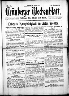 Grünberger Wochenblatt: Zeitung für Stadt und Land, No. 62. ( 15. März 1917 )