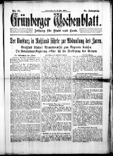 Grünberger Wochenblatt: Zeitung für Stadt und Land, No. 64. ( 17. März 1917 )