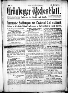 Grünberger Wochenblatt: Zeitung für Stadt und Land, No. 71. ( 25. März 1917 )