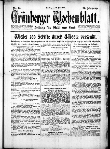 Grünberger Wochenblatt: Zeitung für Stadt und Land, No. 72. ( 27. März 1917 )