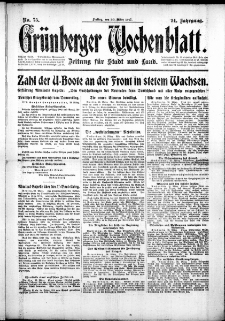 Grünberger Wochenblatt: Zeitung für Stadt und Land, No. 75. ( 30. März 1917 )