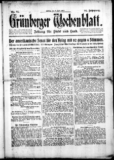 Grünberger Wochenblatt: Zeitung für Stadt und Land, No. 81. ( 6. April 1917 )