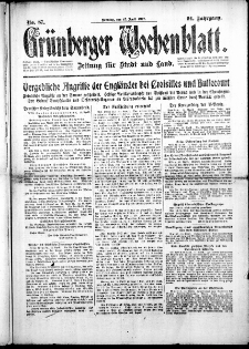 Grünberger Wochenblatt: Zeitung für Stadt und Land, No. 87. ( 15. April 1917 )