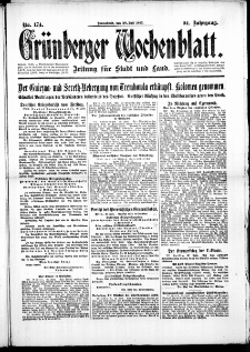 Grünberger Wochenblatt: Zeitung für Stadt und Land, No. 174. ( 28. Juli 1917 )