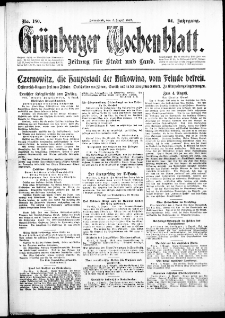 Gr&uuml;nberger Wochenblatt: Zeitung f&uuml;r Stadt und Land, No. 180. ( 4. August 1917 )