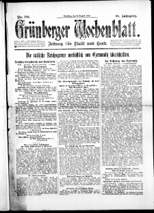 Grünberger Wochenblatt: Zeitung für Stadt und Land, No. 181. ( 5. August 1917 )