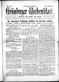 Grünberger Wochenblatt: Zeitung für Stadt und Land, No. 183. ( 8. August 1917 )
