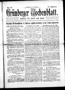 Grünberger Wochenblatt: Zeitung für Stadt und Land, No. 187. ( 12. August 1917 )