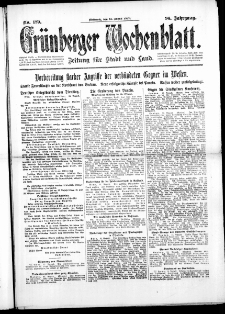 Grünberger Wochenblatt: Zeitung für Stadt und Land, No. 189. ( 8. August 1917 )