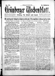 Grünberger Wochenblatt: Zeitung für Stadt und Land, No. 191. ( 17. August 1917 )