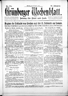 Gr&uuml;nberger Wochenblatt: Zeitung f&uuml;r Stadt und Land, No. 194. ( 21. August 1917 )