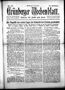 Grünberger Wochenblatt: Zeitung für Stadt und Land, No. 195. ( 22. August 1917 )