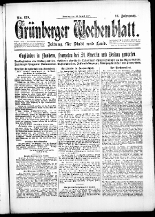 Gr&uuml;nberger Wochenblatt: Zeitung f&uuml;r Stadt und Land, No. 199. ( 26. August 1917 )