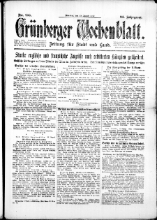 Grünberger Wochenblatt: Zeitung für Stadt und Land, No. 200. ( 28. August 1917 )