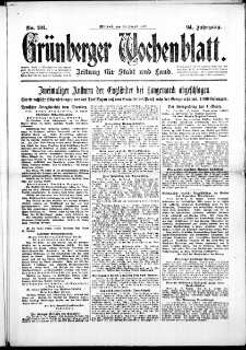 Gr&uuml;nberger Wochenblatt: Zeitung f&uuml;r Stadt und Land, No. 201. ( 29. August 1917 )