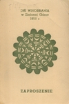 Dni Winobrania w Zielonej Górze 1958 r.: zaproszenie