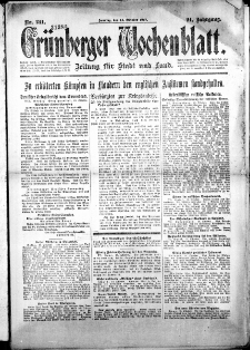 Gr&uuml;nberger Wochenblatt: Zeitung f&uuml;r Stadt und Land, No. 241. ( 14. Oktober 1917 )