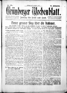 Grünberger Wochenblatt: Zeitung für Stadt und Land, No. 257. ( 2. November 1917 )