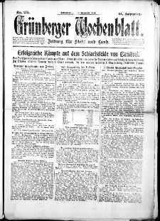 Grünberger Wochenblatt: Zeitung für Stadt und Land, No. 275. ( 24. November 1917 )