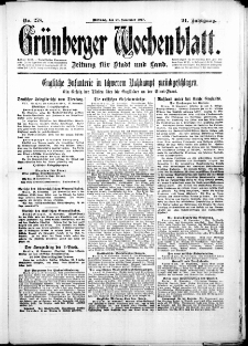 Grünberger Wochenblatt: Zeitung für Stadt und Land, No. 278. ( 28. November 1917 )