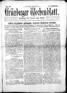 Grünberger Wochenblatt: Zeitung für Stadt und Land, No. 282. ( 2. Dezember 1917 )