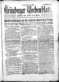 Gr&uuml;nberger Wochenblatt: Zeitung f&uuml;r Stadt und Land, No. 283. ( 4. Dezember 1917 )