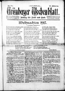 Gr&uuml;nberger Wochenblatt: Zeitung f&uuml;r Stadt und Land, No. 301. ( 25. Dezember 1917 )