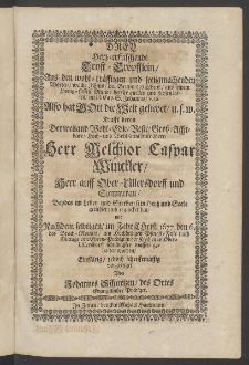 Drey Herz-erfrischende Trost-Tr&ouml;pfflein, ... Krafft deren der Weyland Wohl-Edle ... Herr Melchior Caspar Winckler, Herr auff Ober-Ullersdorff und Sommerau [...]