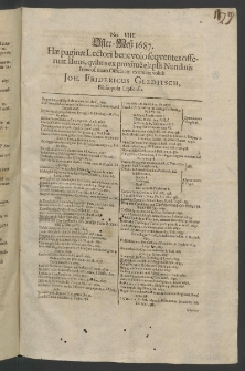 Oster - Messe 1687. Hae paginae lectori benevolo sequentes offerunt libros, quibus ex proxime elapsis Nundinis Francof. Suam [...]