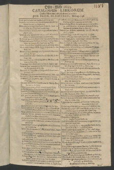 Oster - Messe 1693. Catalogus librorum quibus hisce nundinis officiam suam auxit loh. Fridr. Gleditsch [...]