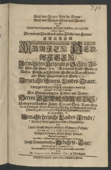 Nach dem Regen, k&ouml;mt die Sonne, nach dem Weinen, Freud und Wonne! : das ist die durch den fr&uuml;hezeitigen, hochschmertzlichen, jedoch h&ouml;chstseeligen Hintritt der ... Frauen Marien Hedwigen [...]