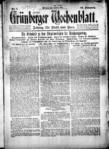 Grünberger Wochenblatt: Zeitung für Stadt und Land, No.1. ( 1. Januar 1919 )
