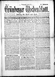 Grünberger Wochenblatt: Zeitung für Stadt und Land, No.4. ( 5. Januar 1919 )