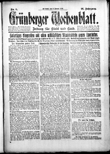 Grünberger Wochenblatt: Zeitung für Stadt und Land, No.6. ( 1. Januar 1919 )