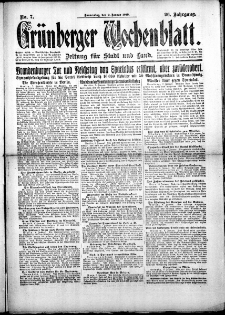 Grünberger Wochenblatt: Zeitung für Stadt und Land, No.7. ( 9. Januar 1919 )