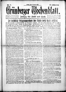 Grünberger Wochenblatt: Zeitung für Stadt und Land, No.8. ( 10. Januar 1919 )