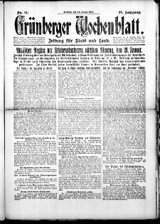 Grünberger Wochenblatt: Zeitung für Stadt und Land, No.11. ( 14. Januar 1919 )