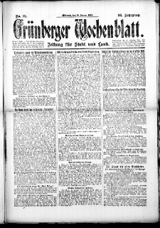 Grünberger Wochenblatt: Zeitung für Stadt und Land, No.12. ( 15. Januar 1919 )