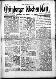 Grünberger Wochenblatt: Zeitung für Stadt und Land, No.14. ( 17. Januar 1919 )