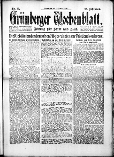 Grünberger Wochenblatt: Zeitung für Stadt und Land, No.15. ( 18. Januar 1919 )