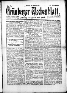 Grünberger Wochenblatt: Zeitung für Stadt und Land, No.21. ( 25. Januar 1919 )