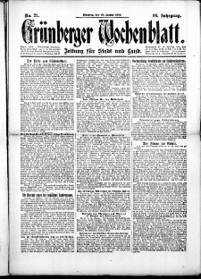 Grünberger Wochenblatt: Zeitung für Stadt und Land, No.23. ( 28. Januar 1919 )