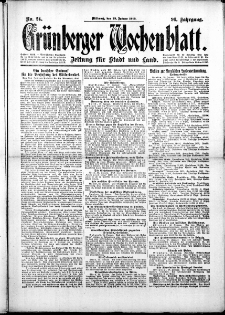 Grünberger Wochenblatt: Zeitung für Stadt und Land, No.24. ( 29. Januar 1919 )