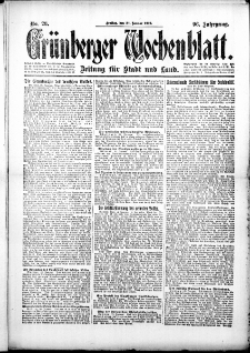 Grünberger Wochenblatt: Zeitung für Stadt und Land, No.26. ( 31. Januar 1919 )
