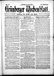 Grünberger Wochenblatt: Zeitung für Stadt und Land, No.31. ( 6. Februar 1919 )