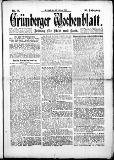 Grünberger Wochenblatt: Zeitung für Stadt und Land, No.36. ( 12. Februar 1919 )