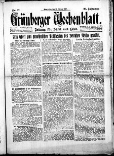 Grünberger Wochenblatt: Zeitung für Stadt und Land, No.37. ( 13. Februar 1919 )
