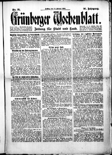 Grünberger Wochenblatt: Zeitung für Stadt und Land, No.38. ( 14. Februar 1919 )