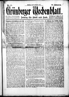 Grünberger Wochenblatt: Zeitung für Stadt und Land, No.41. ( 18. Februar 1919 )